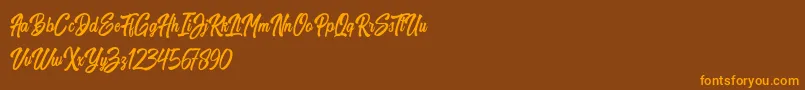 Harpert Demo-Schriftart – Orangefarbene Schriften auf braunem Hintergrund