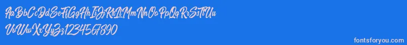 Harpert Demo-Schriftart – Rosa Schriften auf blauem Hintergrund