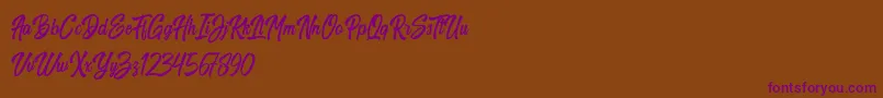 Harpert Demo-Schriftart – Violette Schriften auf braunem Hintergrund