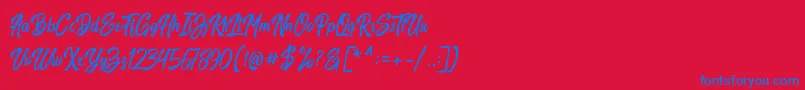 フォントHarpert Script – 赤い背景に青い文字