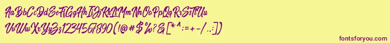 Czcionka Harpert Script – fioletowe czcionki na żółtym tle