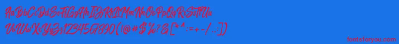 フォントHarpert Script – 赤い文字の青い背景