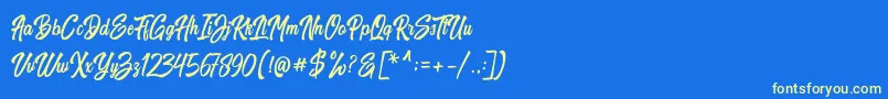 Fonte Harpert Script – fontes amarelas em um fundo azul