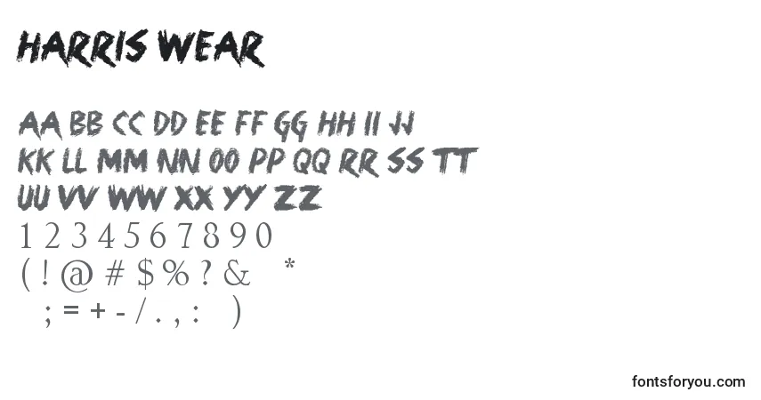 Schriftart Harris Wear – Alphabet, Zahlen, spezielle Symbole