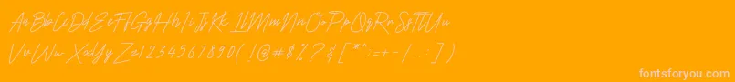 Harris-Schriftart – Rosa Schriften auf orangefarbenem Hintergrund