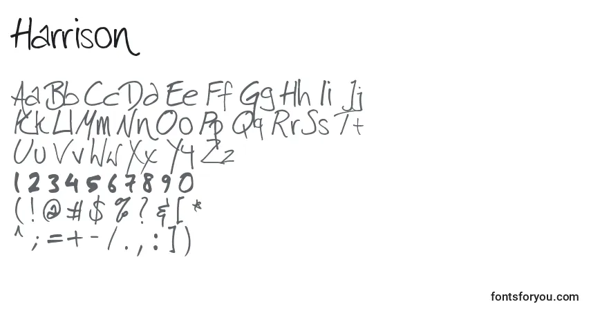 Czcionka Harrison (129126) – alfabet, cyfry, specjalne znaki