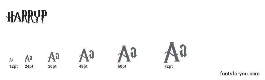 Размеры шрифта HARRYP   (129128)