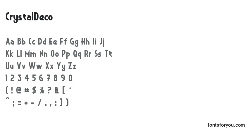 Czcionka CrystalDeco – alfabet, cyfry, specjalne znaki