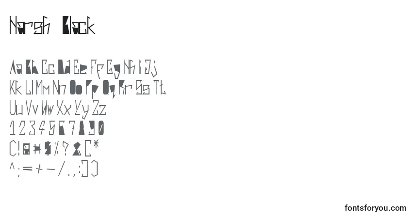Czcionka Harsh   Black – alfabet, cyfry, specjalne znaki