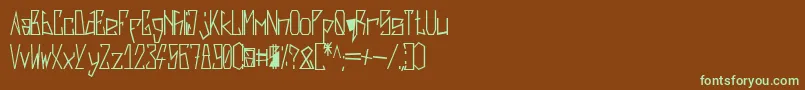 フォントHarsh   Bold – 緑色の文字が茶色の背景にあります。