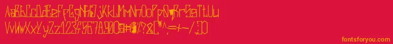 フォントHarsh   Bold – 赤い背景にオレンジの文字