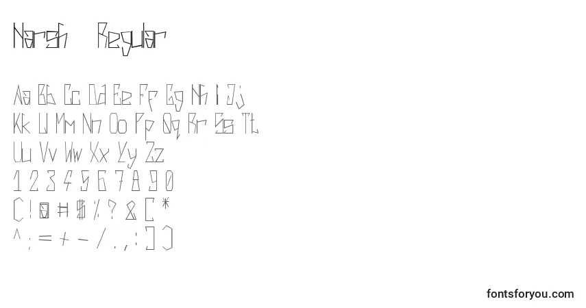 Schriftart Harsh   Regular – Alphabet, Zahlen, spezielle Symbole