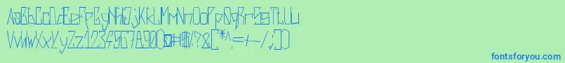 フォントHarsh   Regular – 青い文字は緑の背景です。