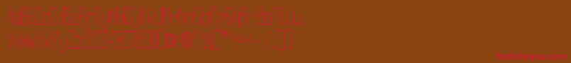 フォントHarsh   Regular – 赤い文字が茶色の背景にあります。