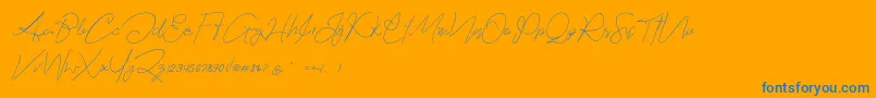 Hartford Demo-Schriftart – Blaue Schriften auf orangefarbenem Hintergrund