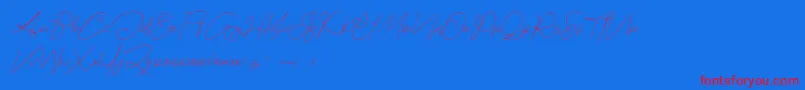 Hartford Demo-Schriftart – Rote Schriften auf blauem Hintergrund