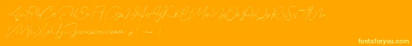 Hartford Demo-Schriftart – Gelbe Schriften auf orangefarbenem Hintergrund
