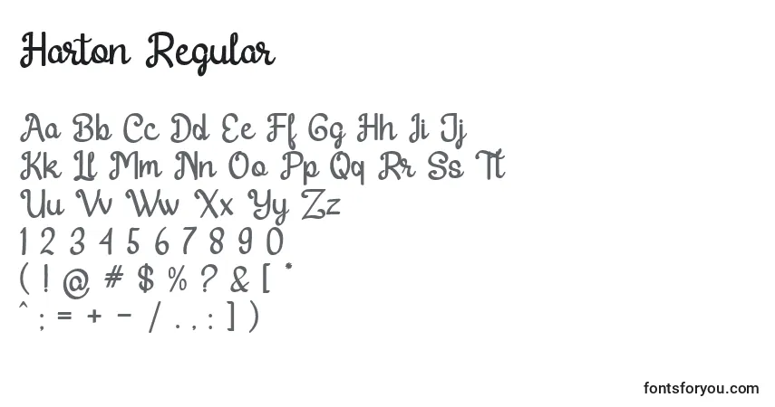 Schriftart Harton Regular (129137) – Alphabet, Zahlen, spezielle Symbole