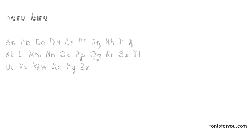 Czcionka Haru biru – alfabet, cyfry, specjalne znaki