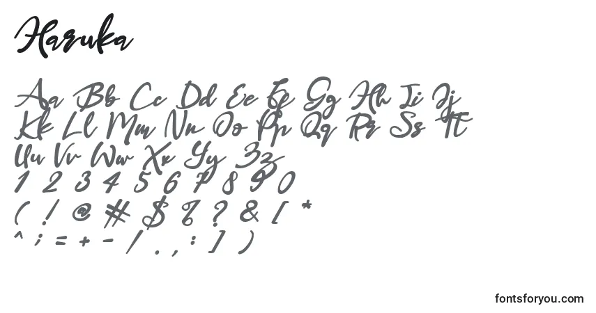 Шрифт Haruka – алфавит, цифры, специальные символы
