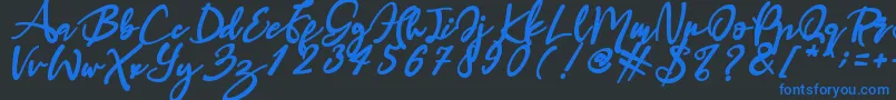 Haruka Font – Blue Fonts on Black Background