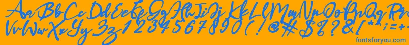 Haruka Font – Blue Fonts on Orange Background