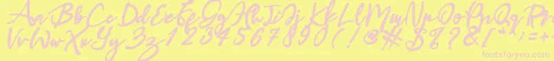 Haruka-fontti – vaaleanpunaiset fontit keltaisella taustalla