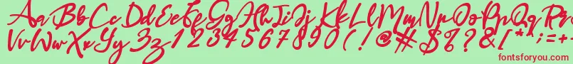 Haruka Font – Red Fonts on Green Background