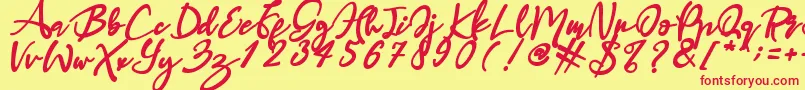 Haruka Font – Red Fonts on Yellow Background