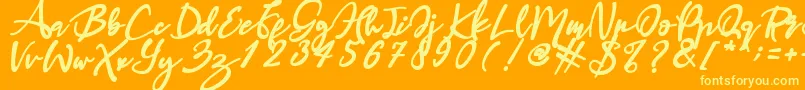 Haruka-Schriftart – Gelbe Schriften auf orangefarbenem Hintergrund