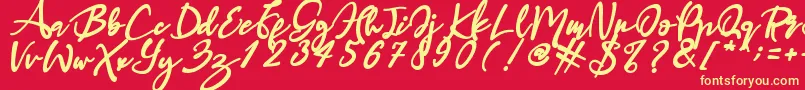 Haruka Font – Yellow Fonts on Red Background