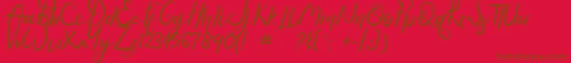Hasella-Schriftart – Braune Schriften auf rotem Hintergrund