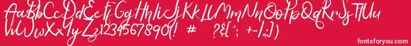 Hasella-Schriftart – Weiße Schriften auf rotem Hintergrund