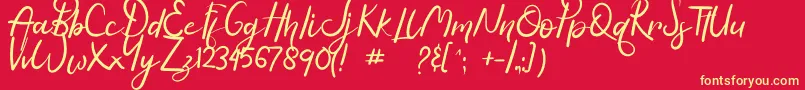 Hasella Font – Yellow Fonts on Red Background