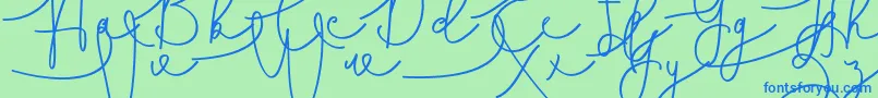 フォントHasnita – 青い文字は緑の背景です。