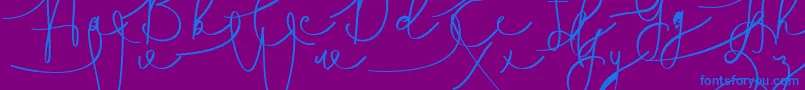 Hasnita-Schriftart – Blaue Schriften auf violettem Hintergrund