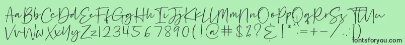Hastage-Schriftart – Schwarze Schriften auf grünem Hintergrund