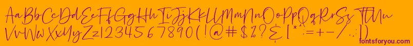 Hastage Font – Purple Fonts on Orange Background