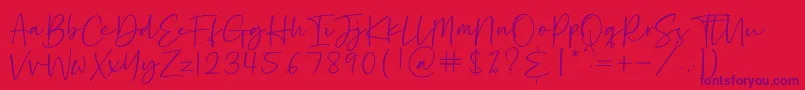 Hastage-Schriftart – Violette Schriften auf rotem Hintergrund