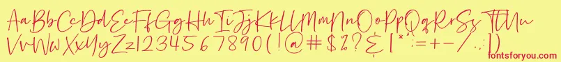 Hastage Font – Red Fonts on Yellow Background