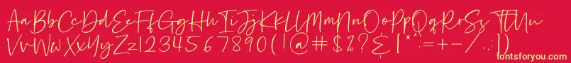 Hastage Font – Yellow Fonts on Red Background