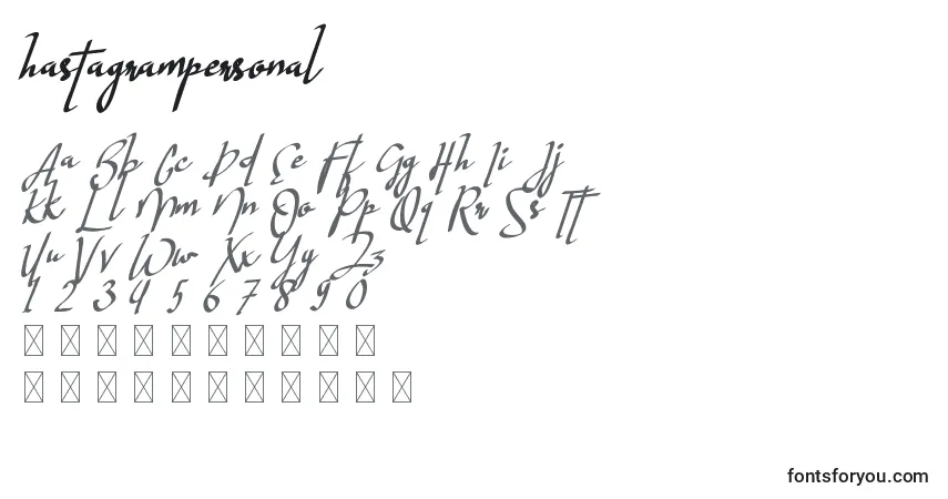 Schriftart Hastagrampersonal – Alphabet, Zahlen, spezielle Symbole