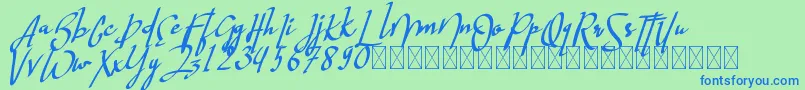 フォントhastagrampersonal – 青い文字は緑の背景です。