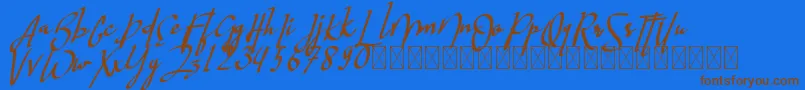 フォントhastagrampersonal – 茶色の文字が青い背景にあります。