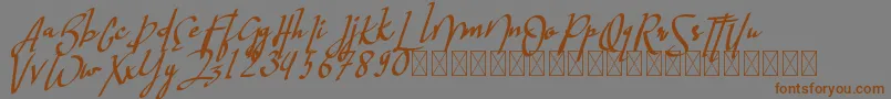 フォントhastagrampersonal – 茶色の文字が灰色の背景にあります。