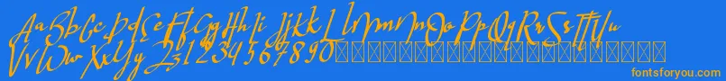 hastagrampersonal-Schriftart – Orangefarbene Schriften auf blauem Hintergrund