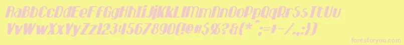 Hastings Italic-Schriftart – Rosa Schriften auf gelbem Hintergrund