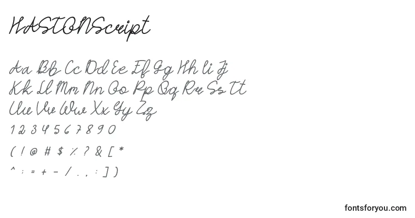 Шрифт HASTONScript – алфавит, цифры, специальные символы