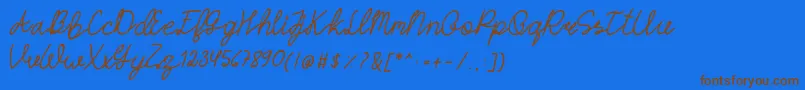 HASTONScript-Schriftart – Braune Schriften auf blauem Hintergrund