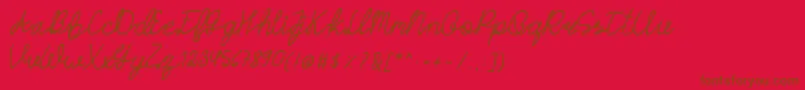 HASTONScript Font – Brown Fonts on Red Background